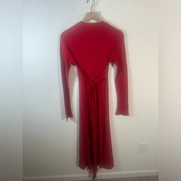 Altuzarra Masika Midi Ribbed Wrap Dress in Burnt Red Long Sleeve Size 38 (US6) - Picture 8 of 9